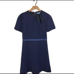 Draper James XS texture Navy sheath dress mad men